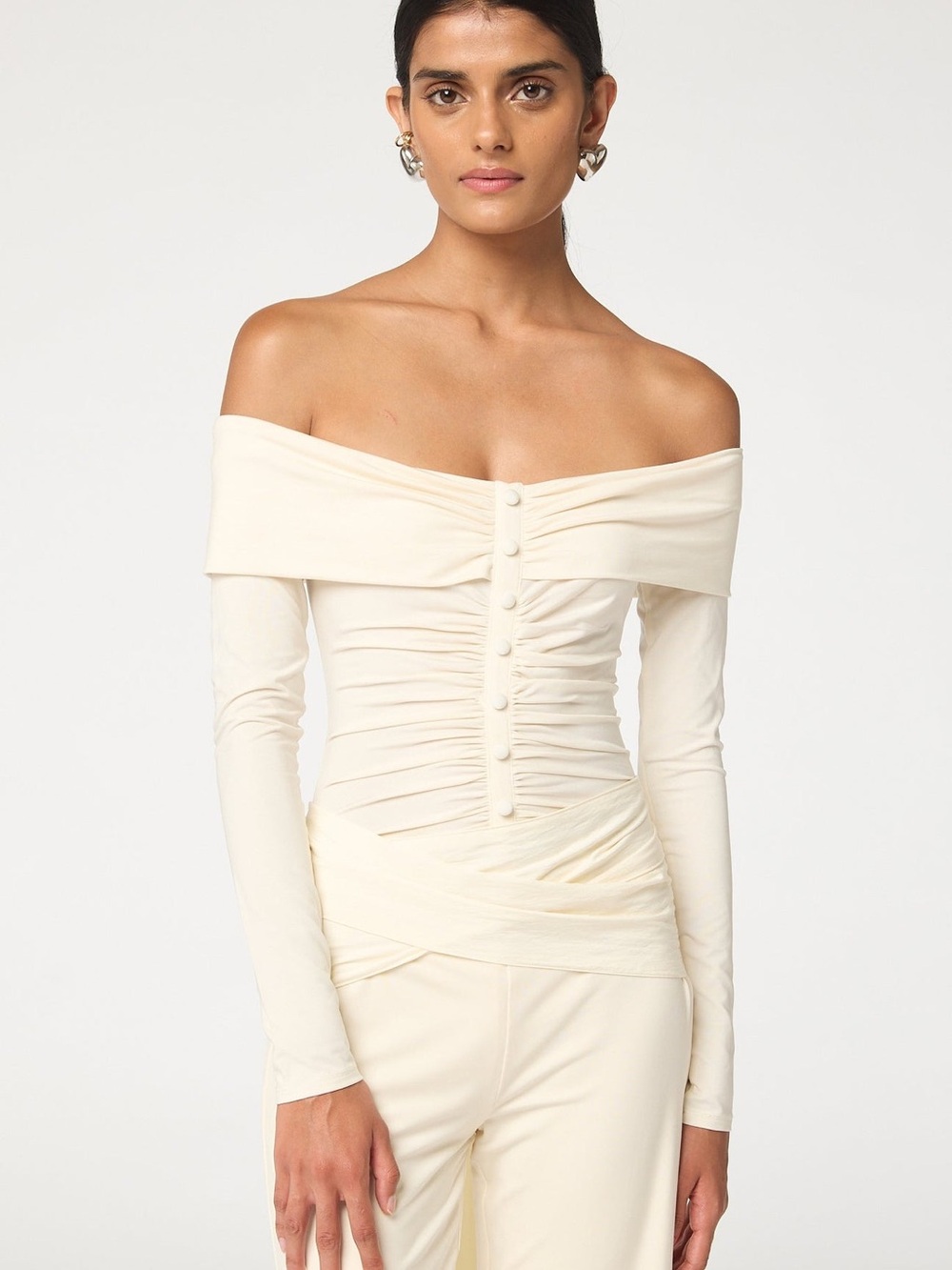 The Line by K Lunar Vanilla Off-the-Shoulder Bodysuit